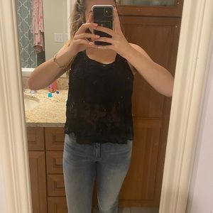 navy lace abercrombie tank top